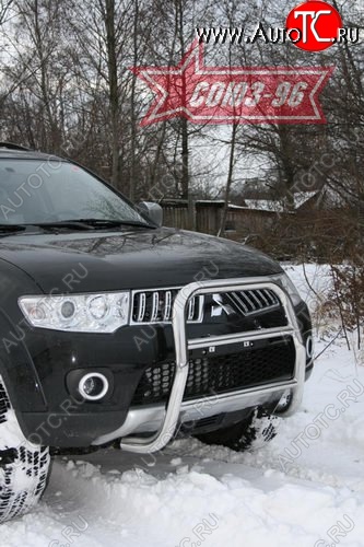 14 084 р. Защита переднего бампера Souz-96 (d60) Mitsubishi Pajero Sport PB дорестайлинг (2008-2013)  с доставкой в г. Керчь