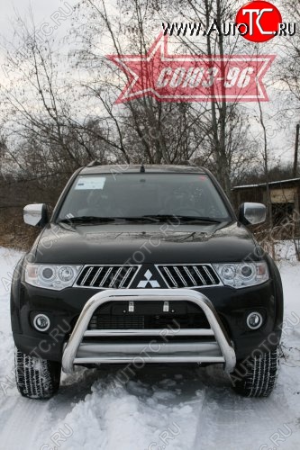 16 964 р. Защита переднего бампера Souz-96 (d76) Mitsubishi Pajero Sport PB дорестайлинг (2008-2013)  с доставкой в г. Керчь