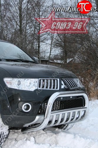 18 314 р. Защита переднего бампера Souz-96 (d76) Mitsubishi Pajero Sport PB дорестайлинг (2008-2013)  с доставкой в г. Керчь