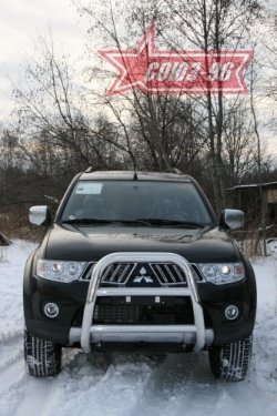 16 739 р. Защита переднего бампера Souz-96 (d76) Mitsubishi Pajero Sport PB дорестайлинг (2008-2013)  с доставкой в г. Керчь. Увеличить фотографию 2