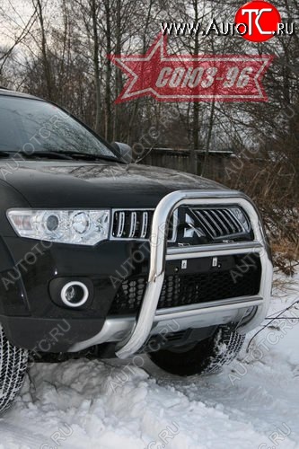 16 739 р. Защита переднего бампера Souz-96 (d76) Mitsubishi Pajero Sport PB дорестайлинг (2008-2013)  с доставкой в г. Керчь