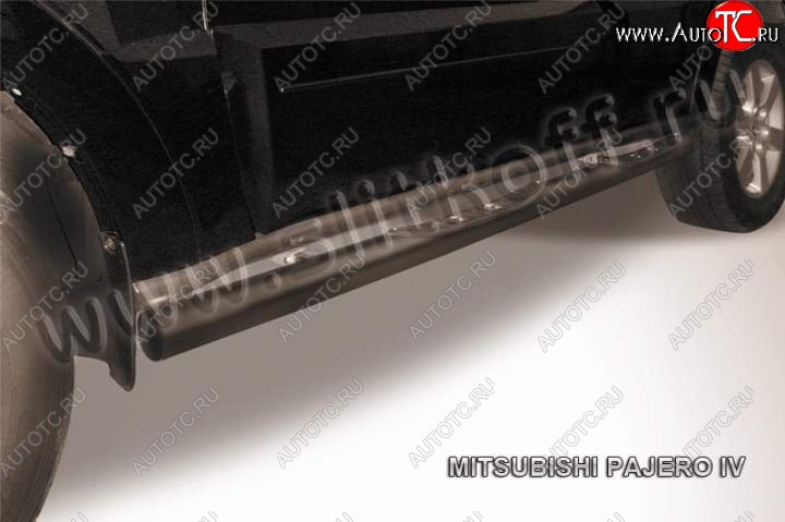 12 399 р. Защита порогов Slitkoff  Mitsubishi Pajero Sport  PB (2008-2013) дорестайлинг (Цвет: серебристый)  с доставкой в г. Керчь