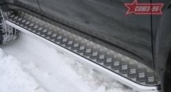 Защита порогов с листом дорестайлинг Souz-96 (d42). Mitsubishi Pajero Sport PB дорестайлинг (2008-2013)