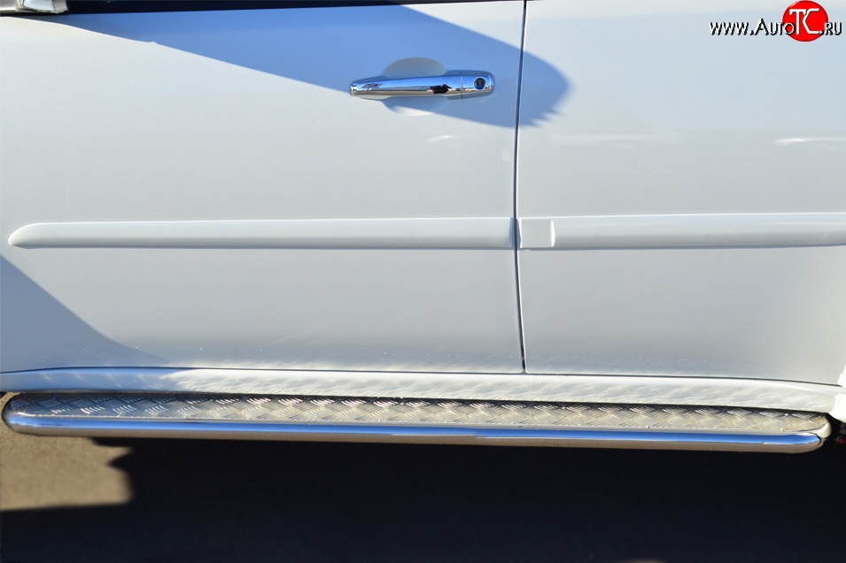 14 299 р. Широкая защита порогов с трубой диаметром 42 мм (рестайлинг) Russtal Mitsubishi Pajero Sport PB дорестайлинг (2008-2013)  с доставкой в г. Керчь