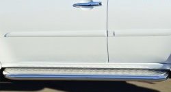 Порожки для ног (Ø63) Russtal Mitsubishi Pajero Sport PB дорестайлинг (2008-2013) (лист - алюминий, профиль - нержавейка)