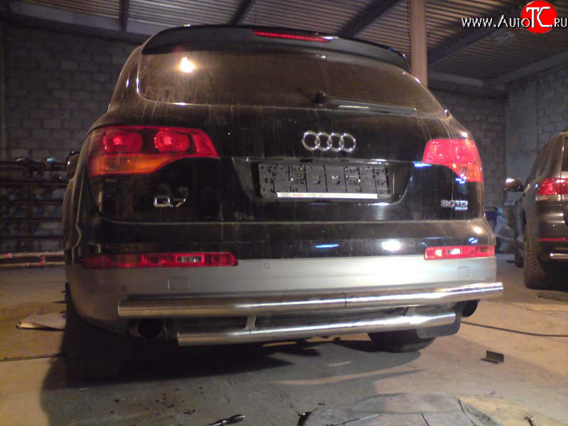 12 999 р. Двойная защита заднего бампера d63,5 мм Металл-Дизайн  Audi Q7  4L (2005-2009) дорестайлинг (полированная нержавейка)  с доставкой в г. Керчь