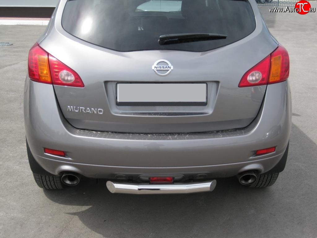 13 699 р. Защита заднего бампера (Ø63, короткая, нержавейка) SLITKOFF Nissan Murano 2 Z51 дорестайлинг (2008-2011) (Нержавеющая сталь)  с доставкой в г. Керчь