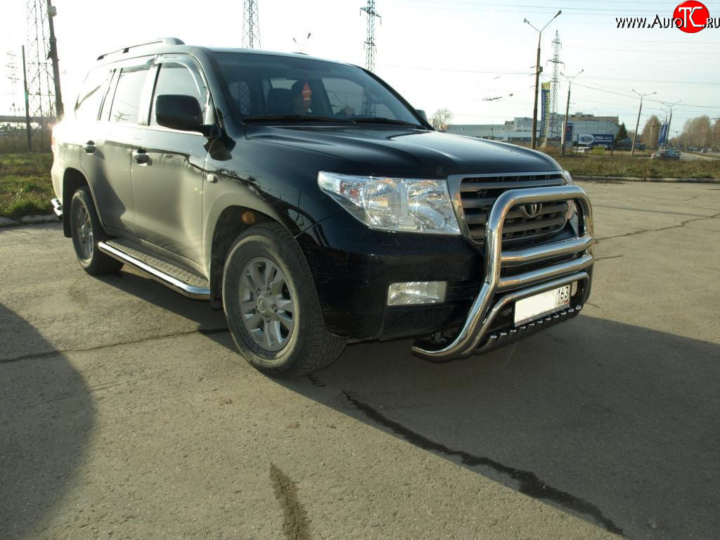 28 999 р. Защита переднего бампера 76/42 мм Металл Дизайн  Toyota Land Cruiser  200 (2007-2012) дорестайлинг  с доставкой в г. Керчь
