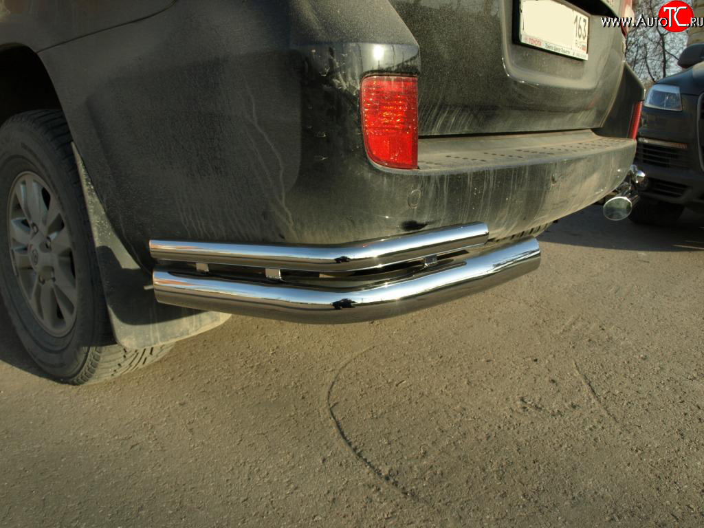 15 449 р. Защита заднего бампера в виде двойных уголков 76/42 мм на  Toyota Land Cruiser  200 (2007-2012) дорестайлинг  с доставкой в г. Керчь