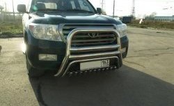 28 999 р. Защита переднего бампера 76/42 мм Металл Дизайн  Toyota Land Cruiser  200 (2007-2012) дорестайлинг  с доставкой в г. Керчь. Увеличить фотографию 2