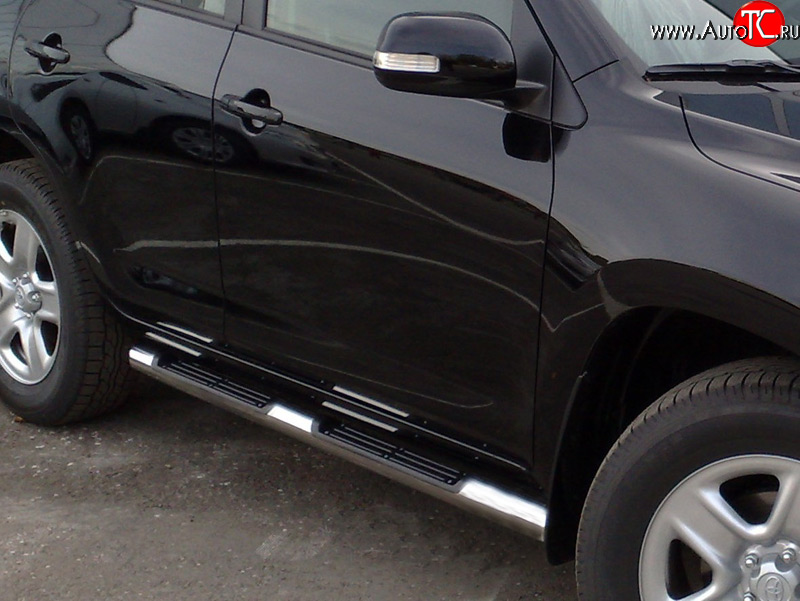 83 999 р. Защита порогов с подножками Toyota RAV 4 2009 V2 Toyota RAV4 XA30 5 дв. 1-ый рестайлинг (2008-2010) (Защита порогов с со скосами на торцах (вариант 1))  с доставкой в г. Керчь