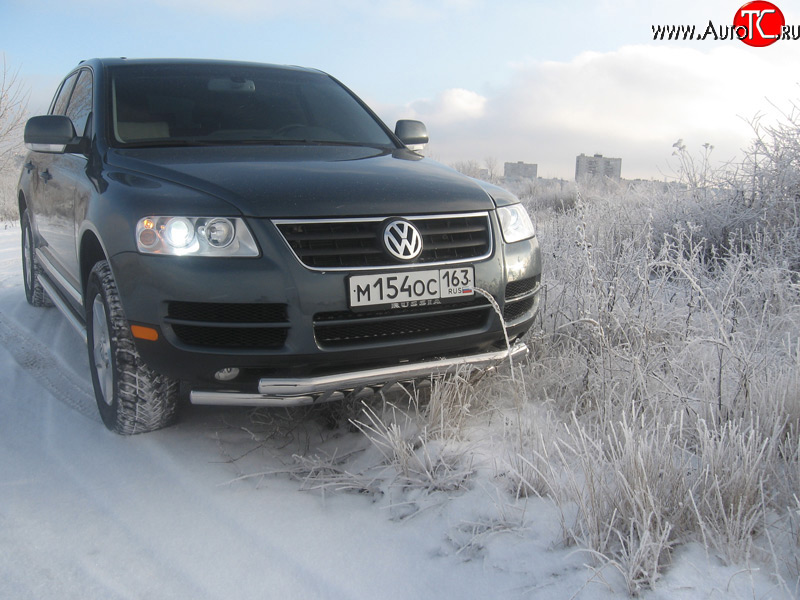 14 249 р. Двойная Защита переднего бампера Metall Design  Volkswagen Touareg  GP (2002-2007) дорестайлинг  с доставкой в г. Керчь
