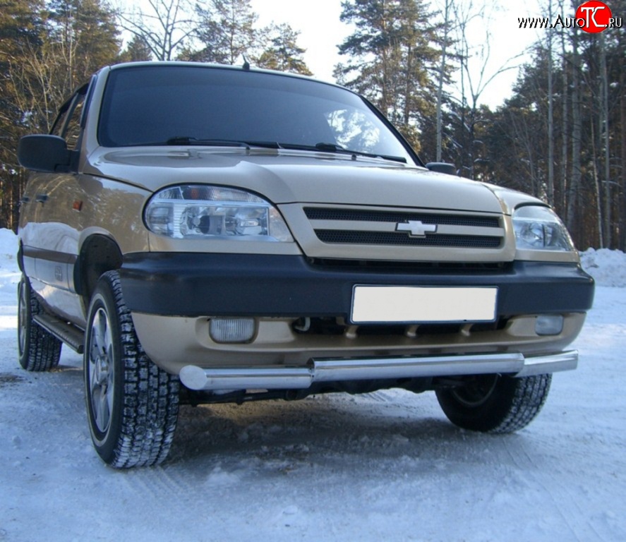 15 849 р. Защита переднего бампера (Ø63 мм ступень, нержавейка) SLITKOFF  Chevrolet Niva  2123 (2002-2008), Лада 2123 (Нива Шевроле) (2002-2008)  с доставкой в г. Керчь