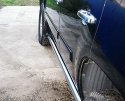 77 999 р. Защита порогов Russtal из круглой трубы диаметром 76 мм (дорестайлинг) Chevrolet Tahoe GMT900 5 дв. (2006-2013) (Защита порогов с со скосами на торцах (вариант 1))  с доставкой в г. Керчь. Увеличить фотографию 3