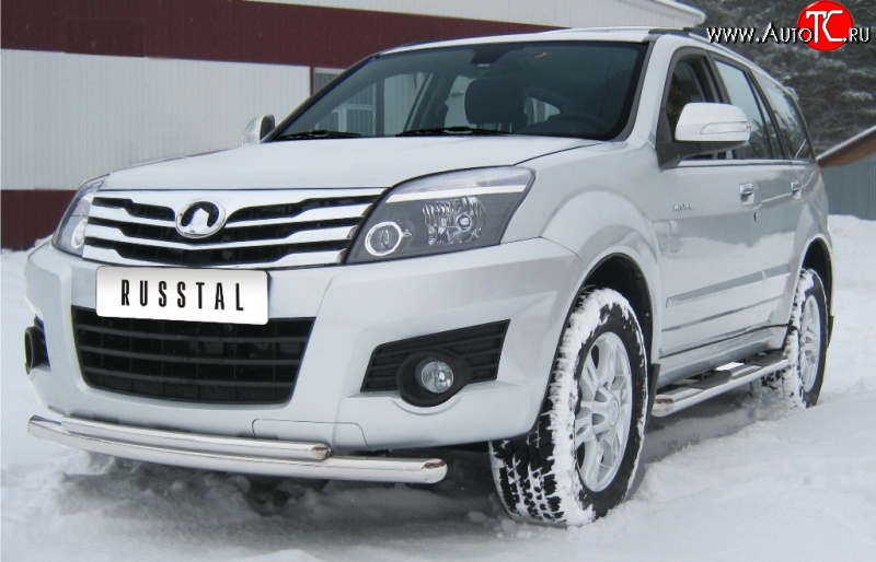 16 999 р. Защита переднего бампера (2 трубыØ63 и 42 мм, нержавейка) SLITKOFF  Great Wall Hover H3 (2010-2014)  дорестайлинг  с доставкой в г. Керчь