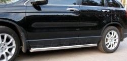 Защита порогов (Ø63 мм, нержавейка) SLITKOFF Honda CR-V  RE1,RE2,RE3,RE4,RE5,RE7 (2007-2010) дорестайлинг (С скосами на торцах)