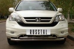 18 949 р. Защита переднего бампера (2 трубыØ63 и 42 мм, нержавейка) SLITKOFF Honda CR-V RE1,RE2,RE3,RE4,RE5,RE7 рестайлинг (2009-2012) (Объём двигателя 2.0 л)  с доставкой в г. Керчь. Увеличить фотографию 2