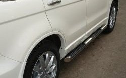 62 999 р. Защита порогов Russtal из трубы d76 мм с пластиковыми вставками для ног Honda CR-V RE1,RE2,RE3,RE4,RE5,RE7 рестайлинг (2009-2012) (Защита порогов с со скосами на торцах (вариант 1))  с доставкой в г. Керчь. Увеличить фотографию 2