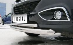 19 499 р. Защита переднего бампера (2 трубыØ76 и 42 мм, нержавейка) SLITKOFF  Hyundai IX35  LM (2009-2018) дорестайлинг, рестайлинг  с доставкой в г. Керчь. Увеличить фотографию 3