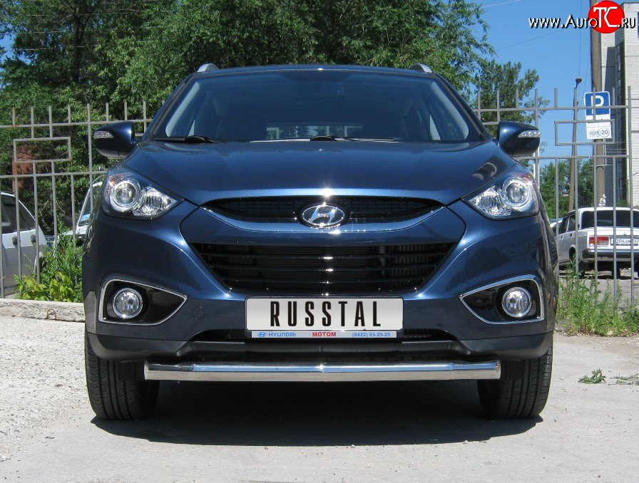 15 499 р. Одинарная защита переднего бампера SLITKOFF диаметром 76 мм Hyundai IX35 LM рестайлинг (2013-2018)  с доставкой в г. Керчь