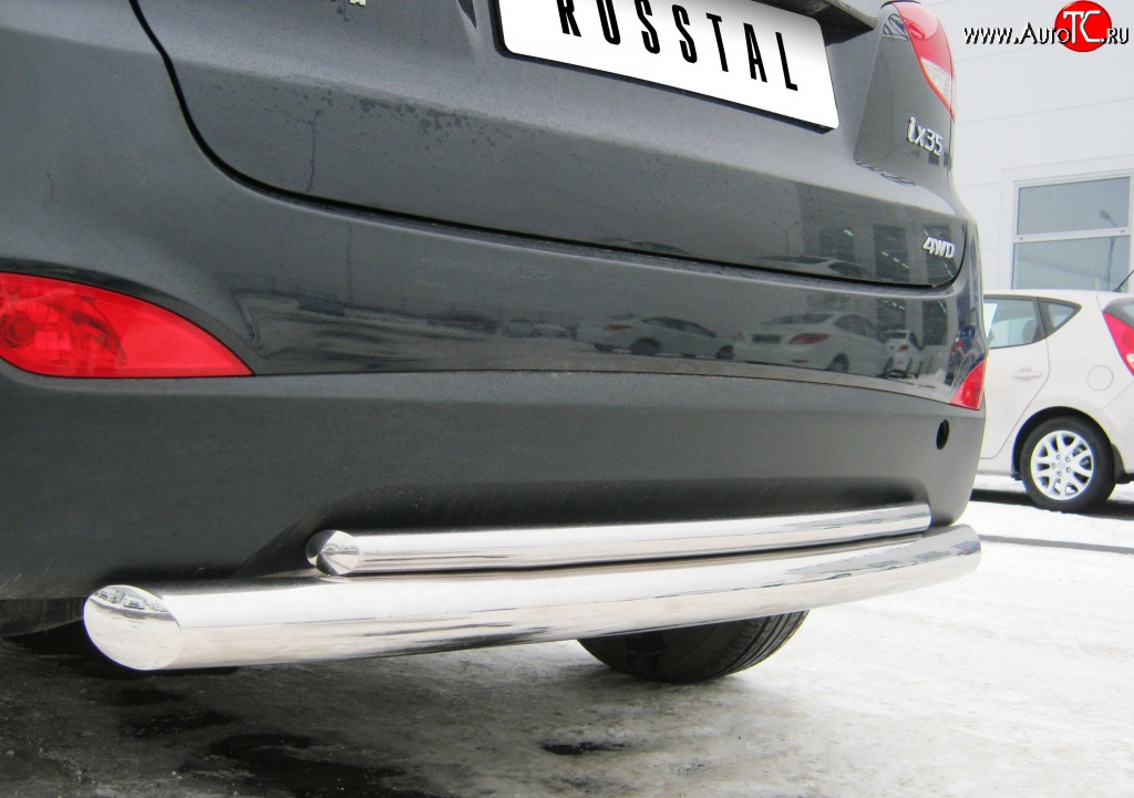 17 949 р. Защита заднего бампера (Ø76 и 42 мм, нержавейка) SLITKOFF  Hyundai IX35  LM (2009-2018) дорестайлинг, рестайлинг  с доставкой в г. Керчь