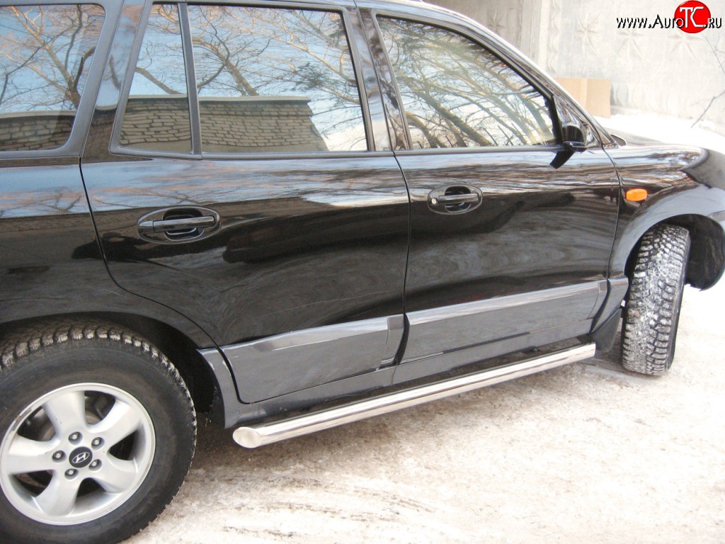 14 449 р. Защита порогов Russtal из трубы d63 мм Hyundai Santa Fe SM (2000-2012) (Защита порогов с со скосами на торцах (вариант 1))  с доставкой в г. Керчь