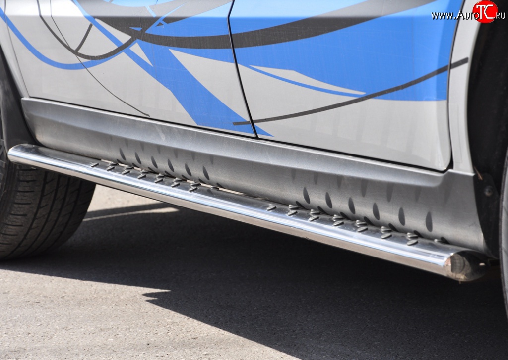 16 649 р. Защита порогов Russtal из овальной трубы с проступью Hyundai Santa Fe CM рестайлинг (2009-2012)  с доставкой в г. Керчь