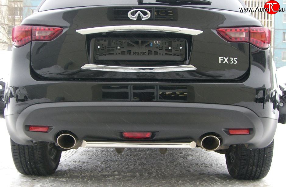 11 999 р. Защита заднего бампера (Ø42 мм, нержавейка) SLITKOFF INFINITI FX50 S51 дорестайлинг (2008-2011)  с доставкой в г. Керчь