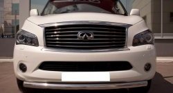 16 899 р. Одинарная защита переднего бампера SLITKOFF 76 мм  INFINITI QX56  Z62 (2010-2013) (Неокрашенный)  с доставкой в г. Керчь. Увеличить фотографию 2