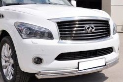 Защита переднего бампера (2 трубыØ76 и 42 мм, нержавейка) SLITKOFF INFINITI QX56  Z62 (2010-2013)