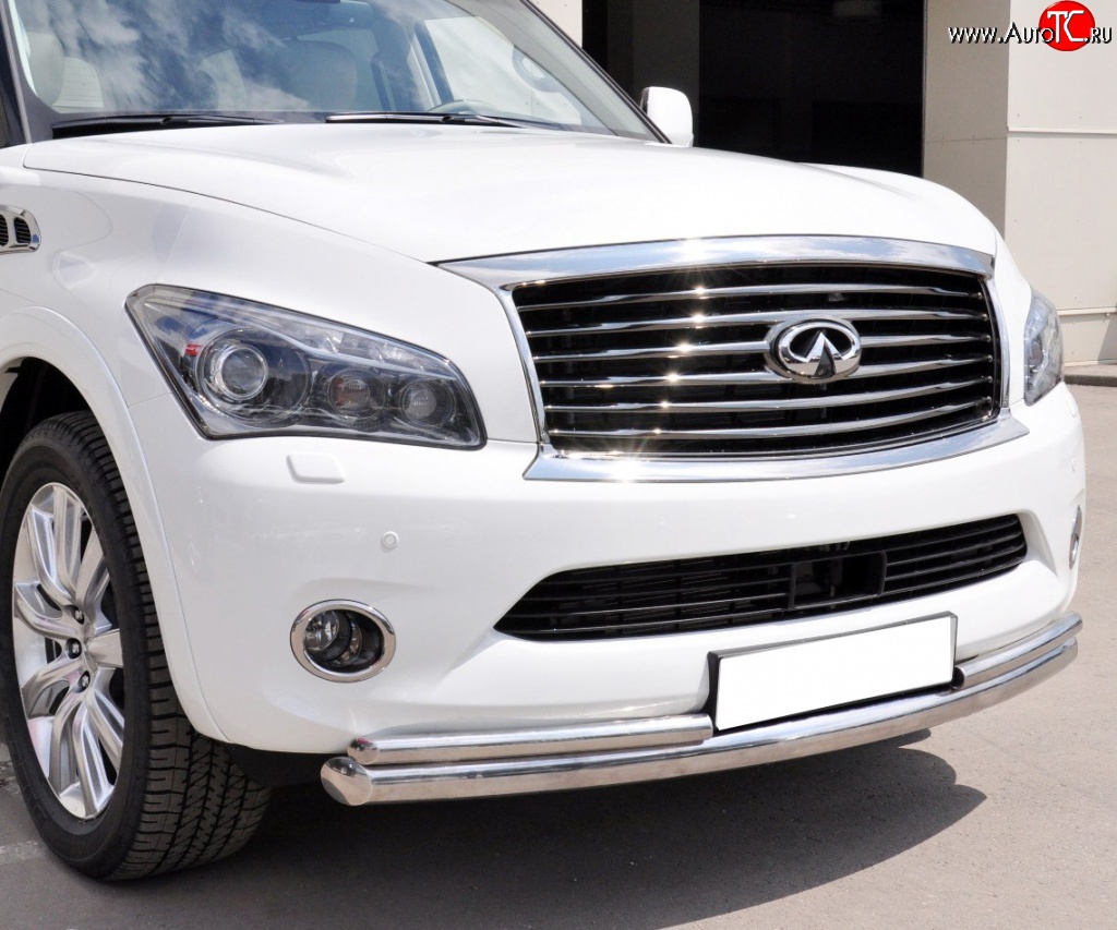 17 299 р. Защита переднего бампера (2 трубыØ76 и 42 мм, нержавейка) SLITKOFF INFINITI QX56 Z62 (2010-2013)  с доставкой в г. Керчь
