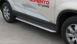 Широкая защита порогов SLITKOFF KIA Sorento  XM (2009-2012) дорестайлинг