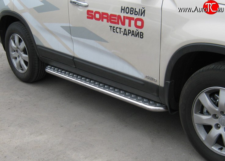 24 649 р. Широкая защита порогов SLITKOFF KIA Sorento XM дорестайлинг (2009-2012)  с доставкой в г. Керчь