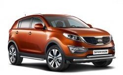 Двойная защита переднего бампера Petroil-Tuning 63 мм KIA Sportage  3 SL (2010-2014) дорестайлинг (Нержавеющая полированная сталь)