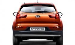 Длинная защита заднего бампера Petroil-Tuning 63 мм KIA Sportage  3 SL (2010-2016) дорестайлинг, рестайлинг (Нержавеющая полированная сталь)