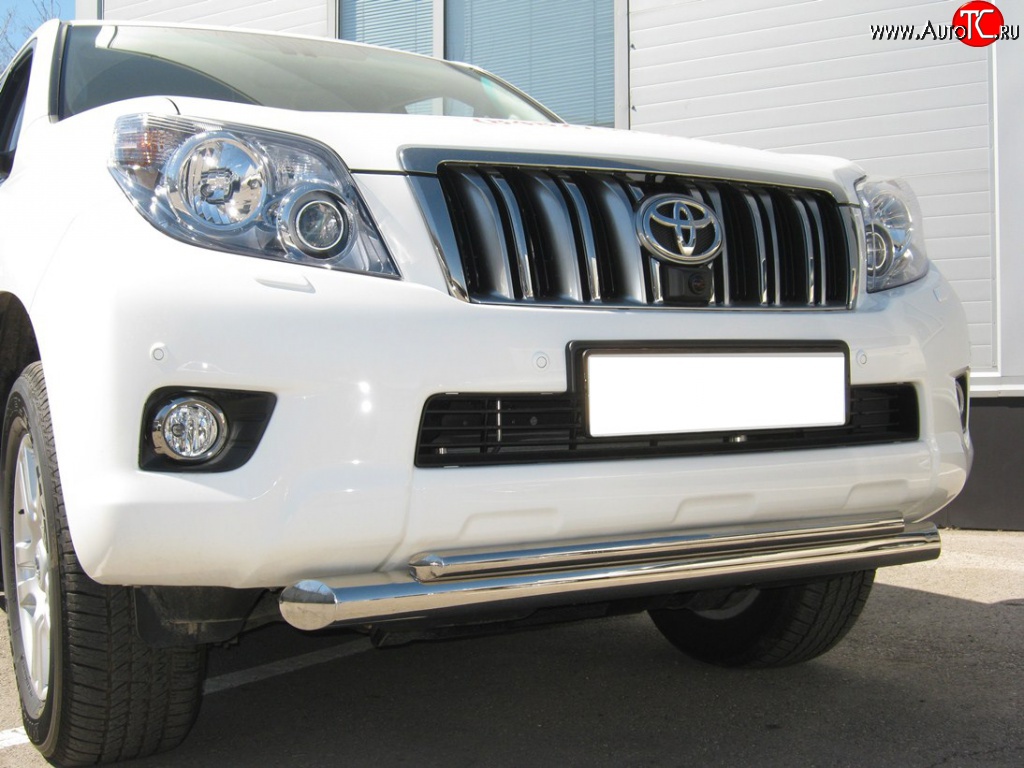 21 649 р. Защита переднего бампера (2 трубыØ76 и 42 мм, нержавейка) SLITKOFF  Toyota Land Cruiser Prado  J150 (2009-2013) дорестайлинг  с доставкой в г. Керчь