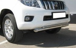 21 649 р. Защита переднего бампера (2 трубыØ76 и 42 мм, нержавейка) SLITKOFF  Toyota Land Cruiser Prado  J150 (2009-2013) дорестайлинг  с доставкой в г. Керчь. Увеличить фотографию 2
