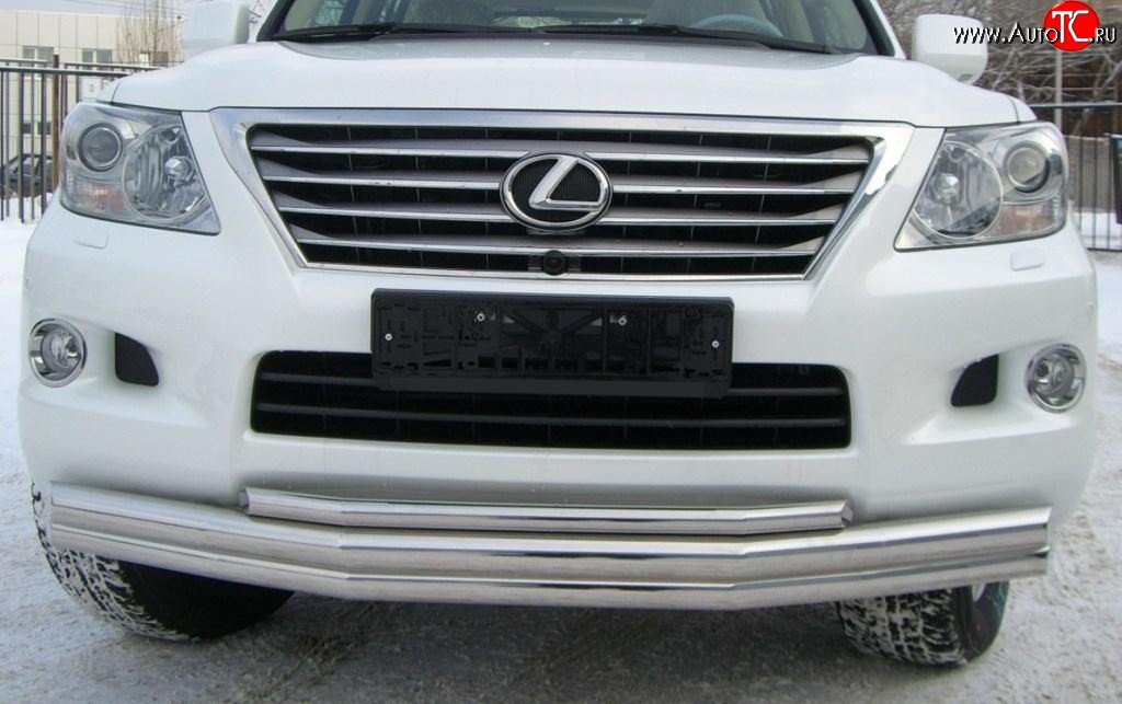 26 399 р. Тройная защита переднего бампера SLITKOFF 70 мм  Lexus LX570  J200 (2007-2012) дорестайлинг  с доставкой в г. Керчь