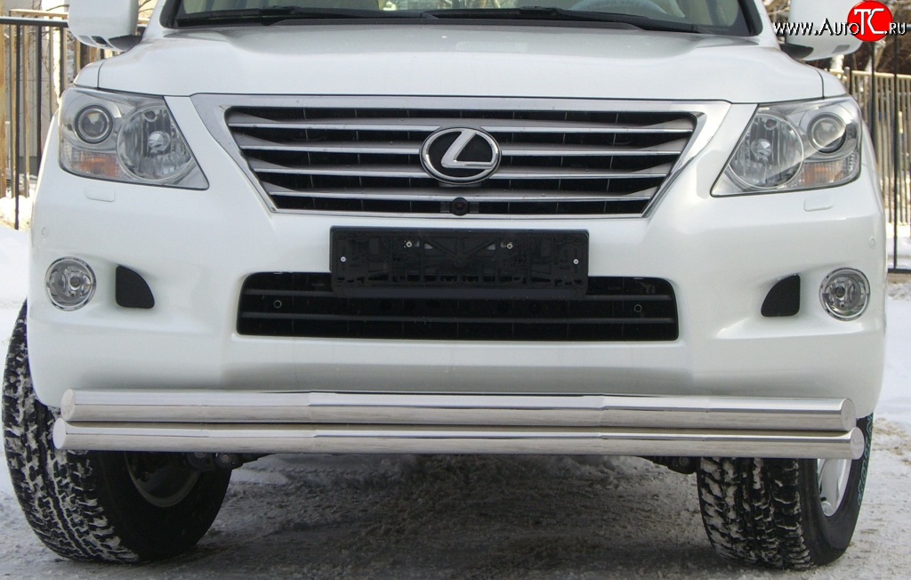 23 999 р. Защита переднего бампера (2 трубыØ70 мм, нержавейка) SLITKOFF  Lexus LX570  J200 (2007-2012) дорестайлинг  с доставкой в г. Керчь