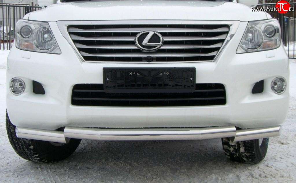 18 999 р. Защита переднего бампера (Ø70 мм ступень, нержавейка) SLITKOFF  Lexus LX570  J200 (2007-2012) дорестайлинг  с доставкой в г. Керчь