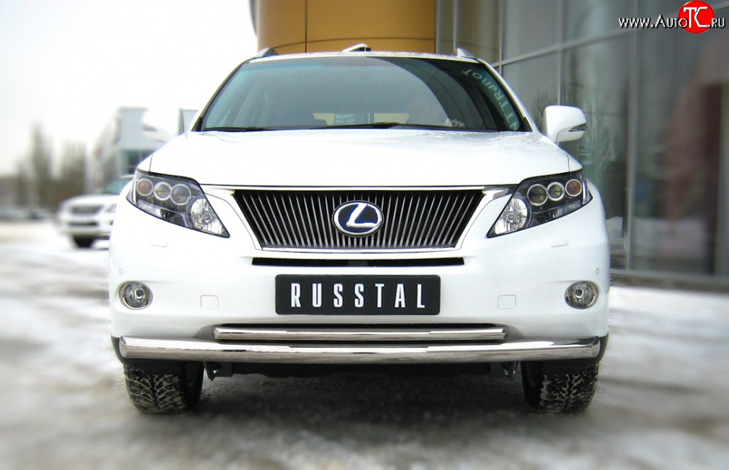 14 299 р. Защита переднего бампера (2 трубыØ76 и 42 мм, нержавейка) SLITKOFF Lexus RX270 AL10 дорестайлинг (2010-2012)  с доставкой в г. Керчь