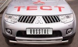 21 799 р. Защита переднего бампера (2 трубыØ76 и 63 мм, нержавейка) SLITKOFF Mitsubishi Pajero Sport PB дорестайлинг (2008-2013)  с доставкой в г. Керчь. Увеличить фотографию 2
