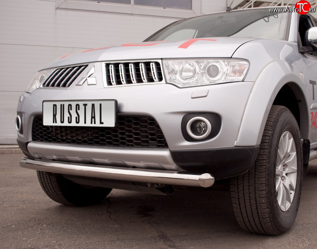 17 699 р. Одинарная защита переднего бампера SLITKOFF диаметром 76 мм  Mitsubishi Pajero Sport  PB (2008-2013) дорестайлинг  с доставкой в г. Керчь