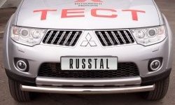 17 699 р. Одинарная защита переднего бампера SLITKOFF диаметром 76 мм  Mitsubishi Pajero Sport  PB (2008-2013) дорестайлинг  с доставкой в г. Керчь. Увеличить фотографию 2