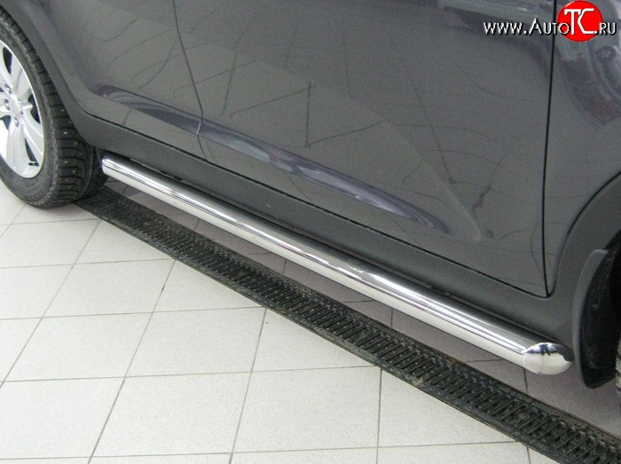77 999 р. Защита порогов Russtal из круглой трубы диаметром 76 мм Mitsubishi Pajero Sport PB дорестайлинг (2008-2013) (Защита порогов с со скосами на торцах (вариант 1))  с доставкой в г. Керчь