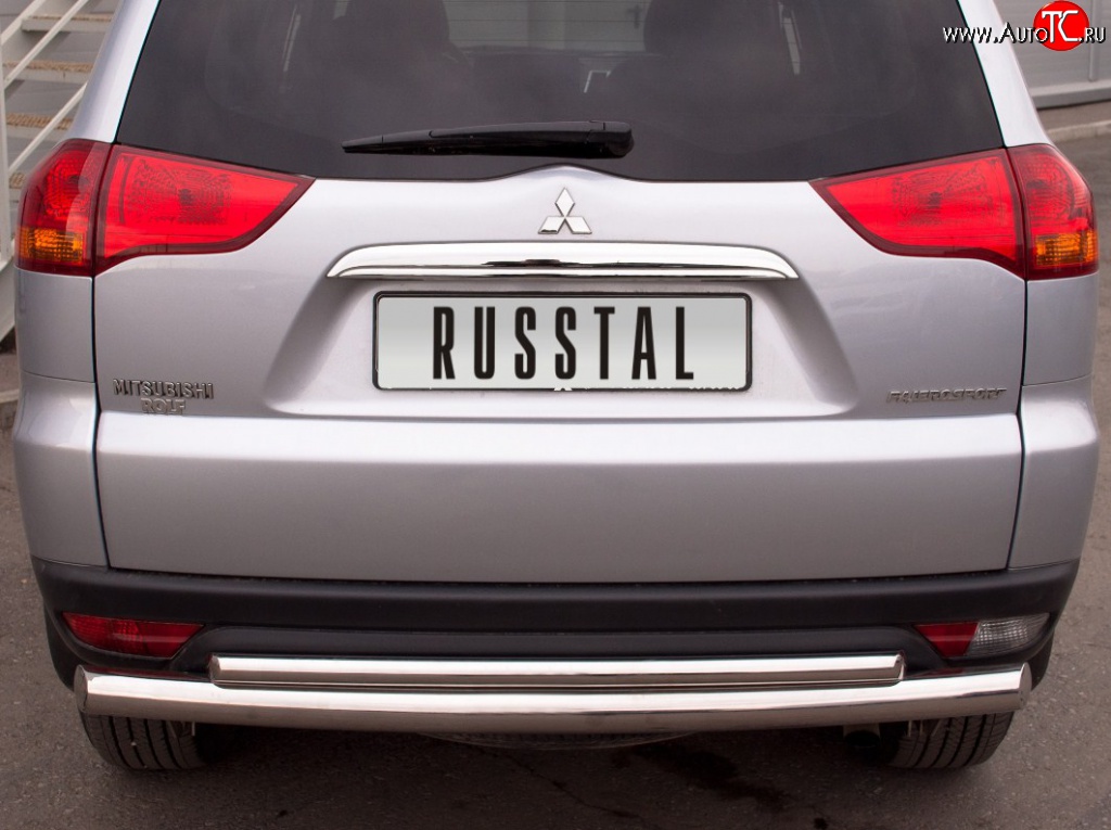 20 999 р. Защита заднего бампера (Ø 76 и 42 мм, нержавейка) SLITKOFF  Mitsubishi Pajero Sport  PB (2008-2013) дорестайлинг  с доставкой в г. Керчь