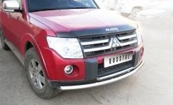 20 599 р. Защита переднего бампера (2 трубыØ76 и 42 мм, нержавейка) SLITKOFF  Mitsubishi Pajero ( 4 V90,  4 V80) (2006-2011) дорестайлинг  с доставкой в г. Керчь. Увеличить фотографию 2