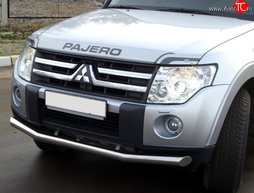 16 999 р. Одинарная защита переднего бампера SLITKOFF диаметром 76 мм Mitsubishi Pajero 4 V80 дорестайлинг (2006-2011)  с доставкой в г. Керчь