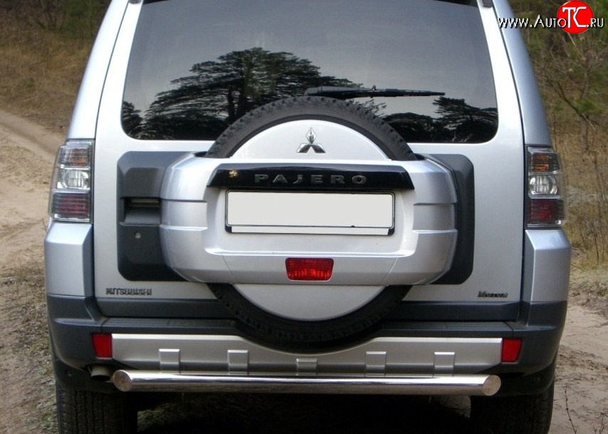 13 999 р. Защита заднего бампера (Ø76 мм, нержавейка) SLITKOFF Mitsubishi Pajero 4 V90 дорестайлинг (2006-2011)  с доставкой в г. Керчь