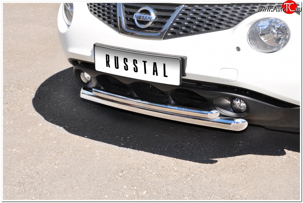 17 799 р. Защита переднего бампера (2 трубыØ63 и 42 мм, нержавейка) SLITKOFF  Nissan Juke  1 YF15 (2010-2014) дорестайлинг  с доставкой в г. Керчь